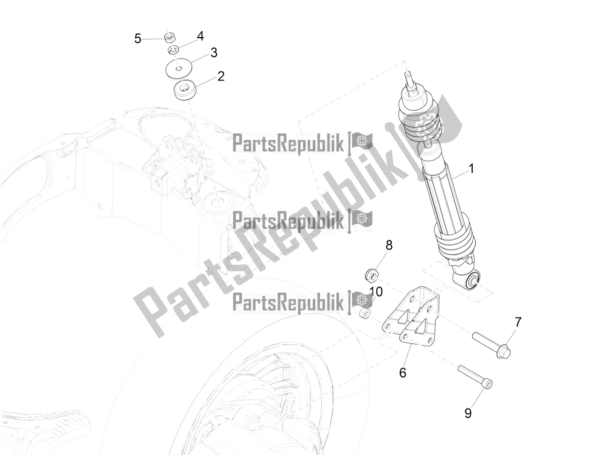 Todas as partes de Suspensão Traseira - Amortecedor / S do Vespa Elettrica Motociclo 70 KM/H USA 2021