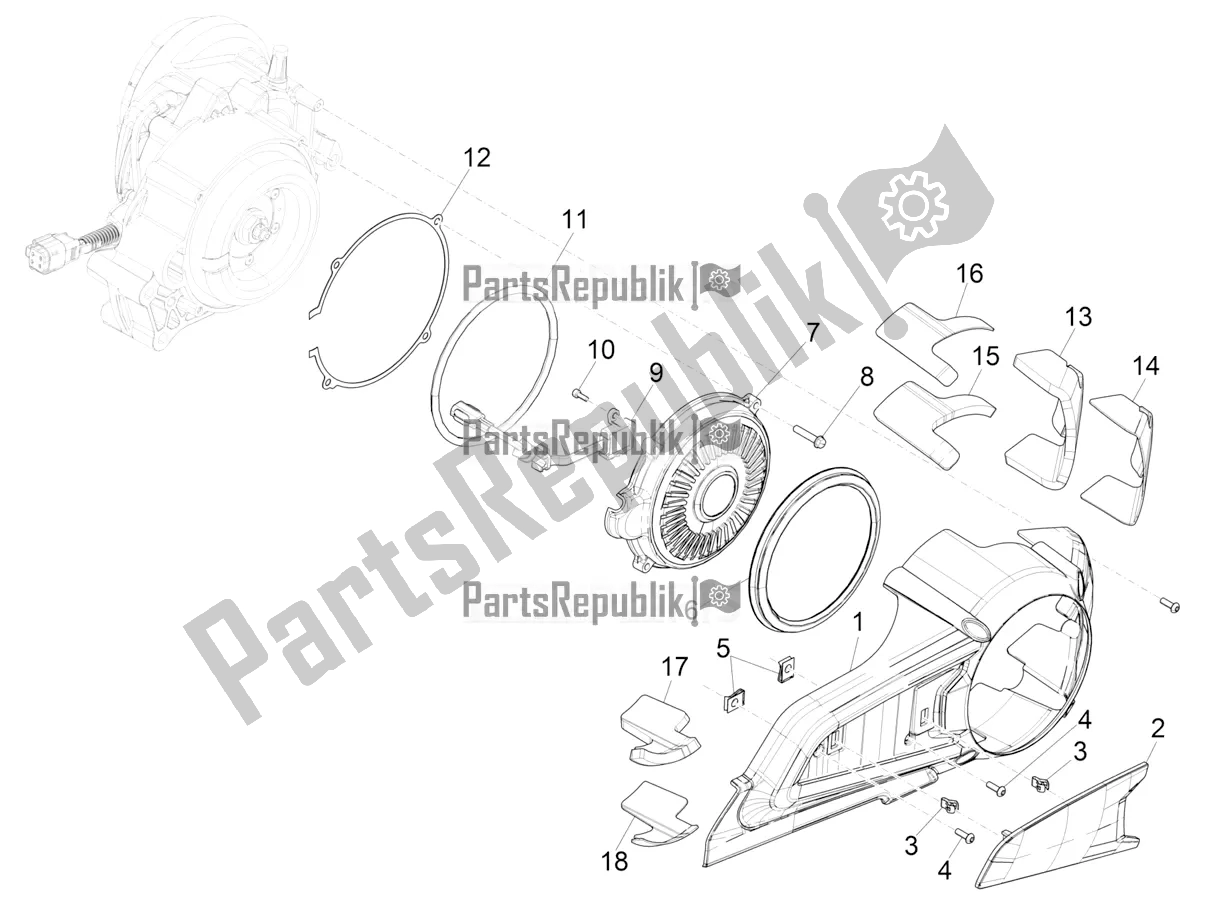 All parts for the Crankcase Cover - Crankcase Cooling of the Vespa Elettrica Motociclo 70 KM/H USA 2022