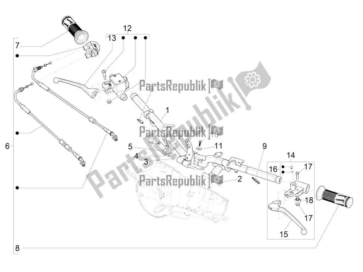 All parts for the Handlebars - Master Cil. Of the Vespa Elettrica Motociclo 70 KM/H USA 2022