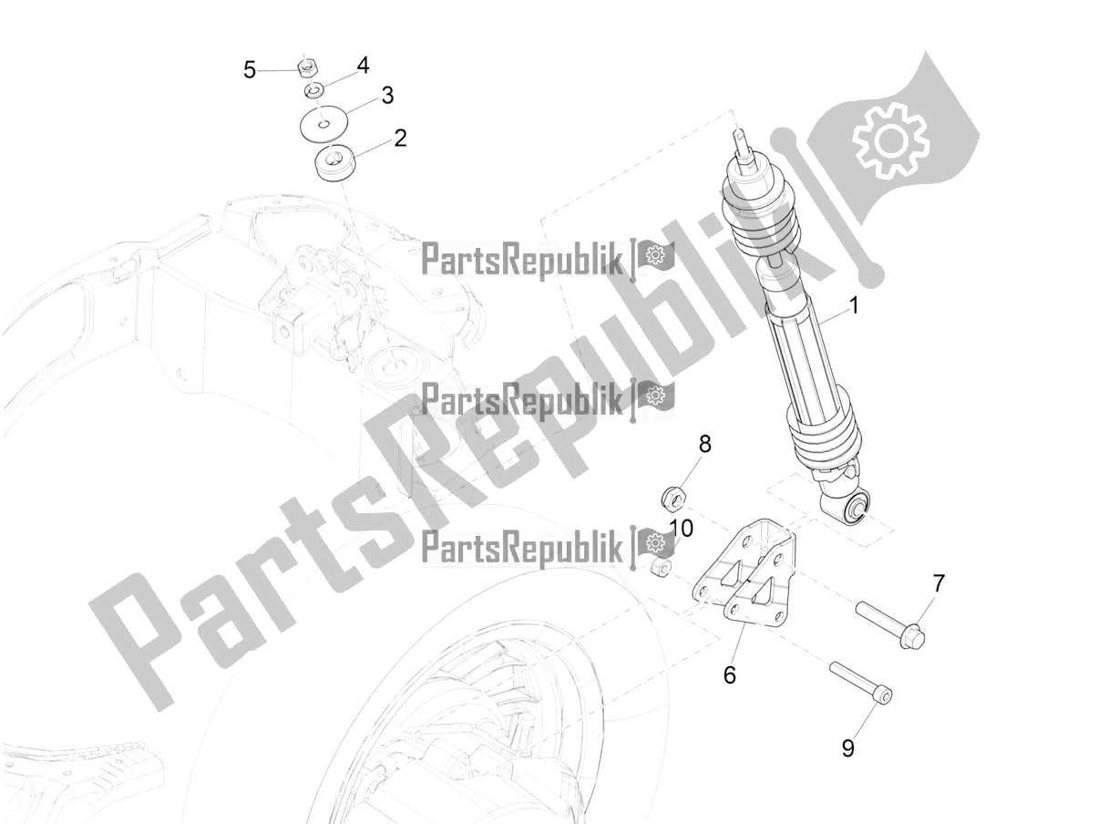 All parts for the Rear Suspension - Shock Absorber/s of the Vespa Elettrica Motociclo 70 KM/H USA 2022