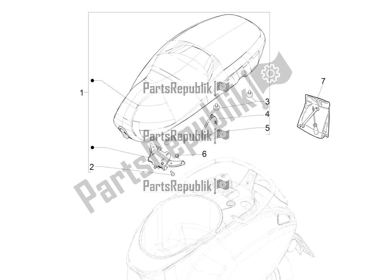 All parts for the Saddle/seats of the Vespa Elettrica Motociclo 70 KM/H USA 2022