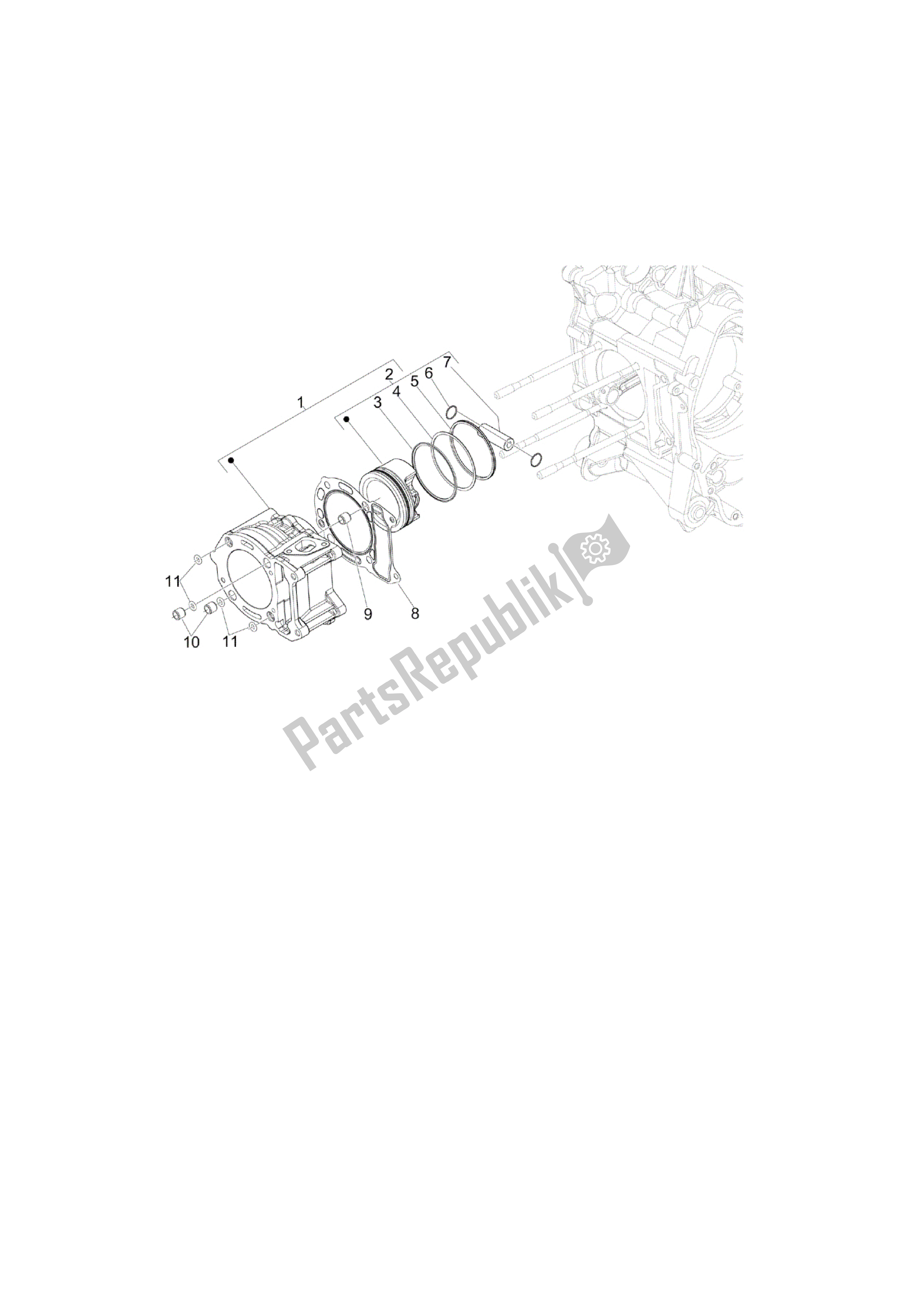 Wszystkie części do Grupo Cilindro-pistón-eje Vespa GTS 125 2009 - 2015