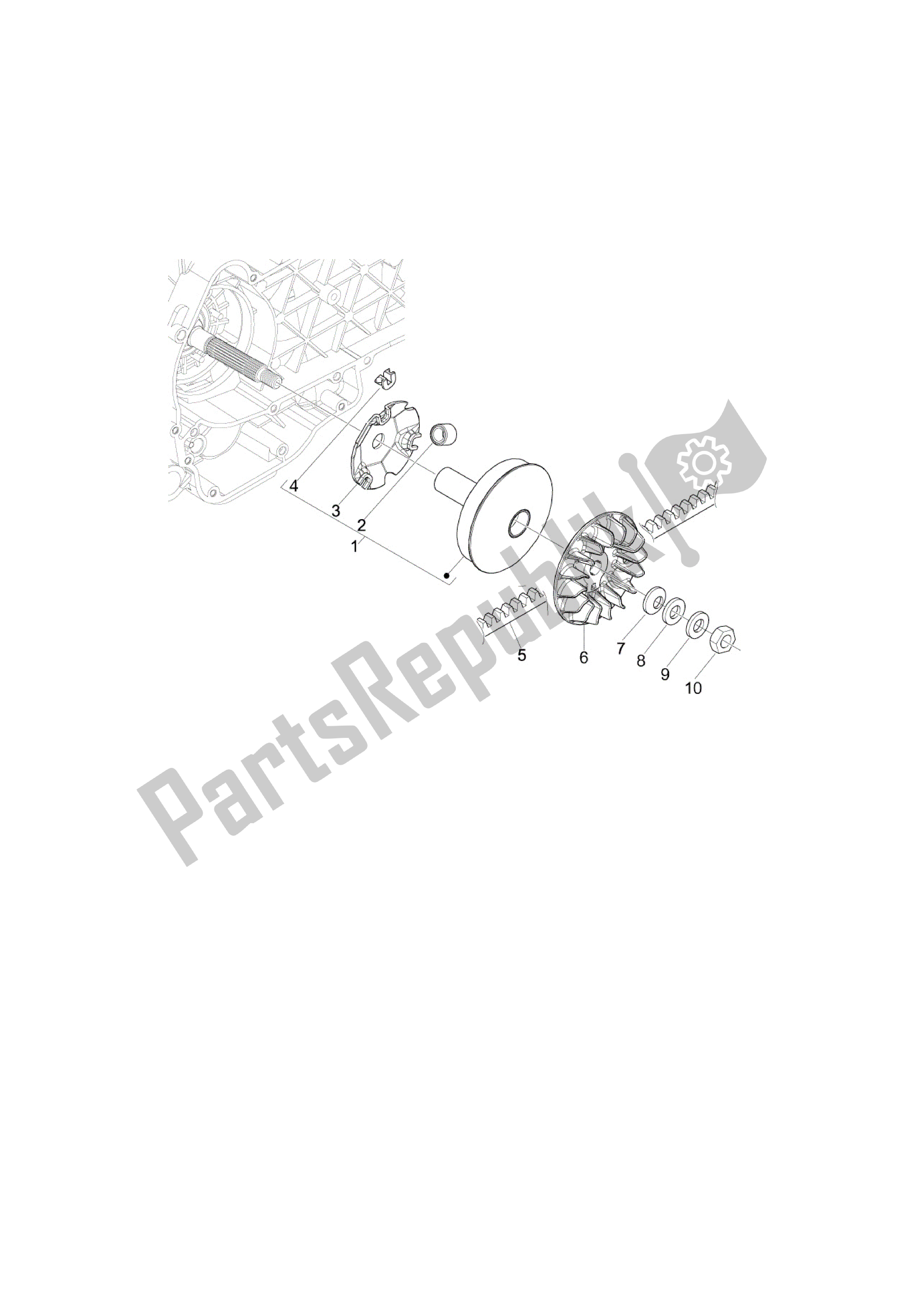 All parts for the Polea Conductora of the Vespa GTS 125 2009 - 2015