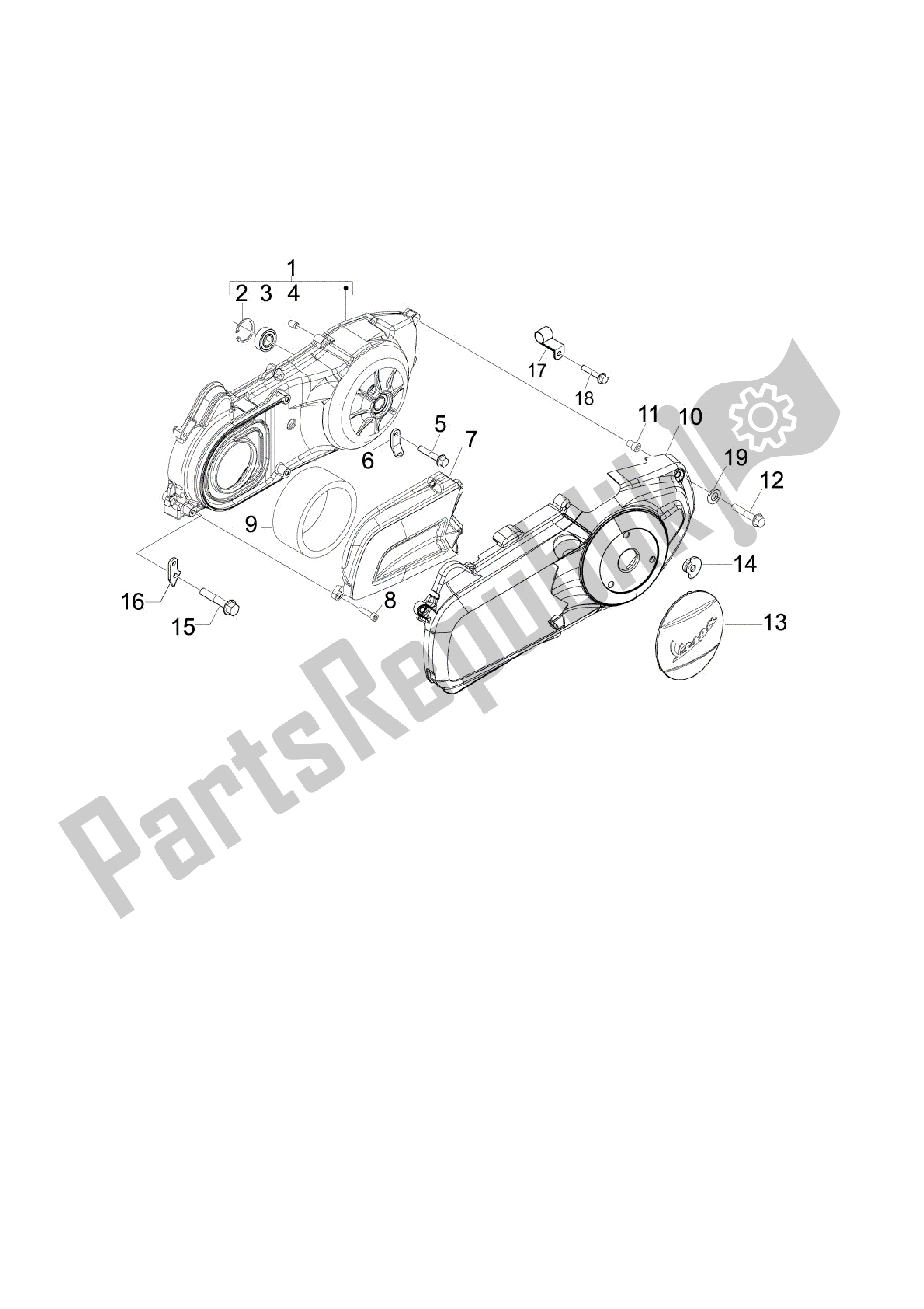 All parts for the Tapa Cárter - Refrigeracion Cárter of the Vespa GTS 125 2009 - 2015