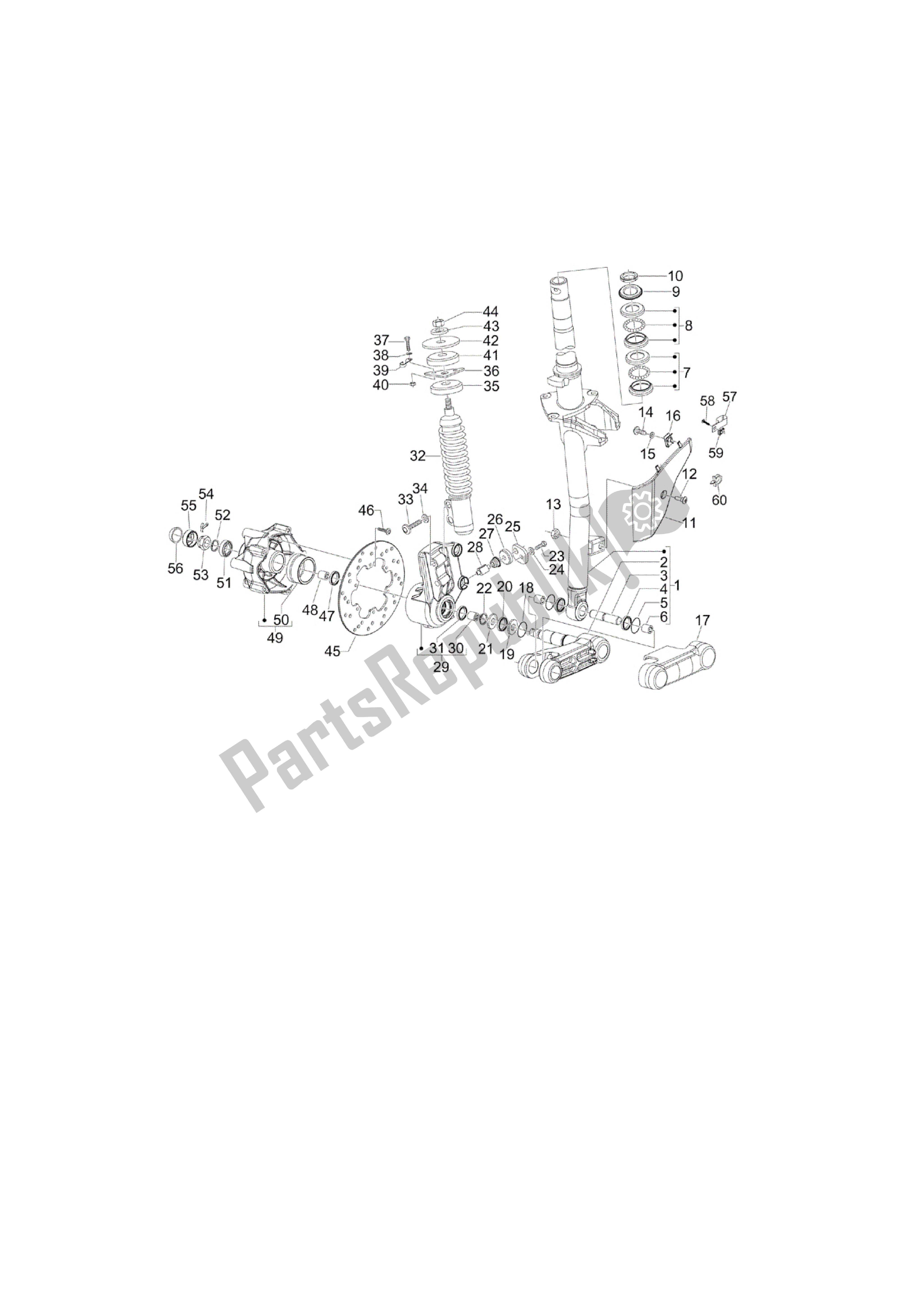 Toutes les pièces pour le Horquilla / Tubo Direccion - Conjunto Tejuelos du Vespa GTS 125 2009 - 2015