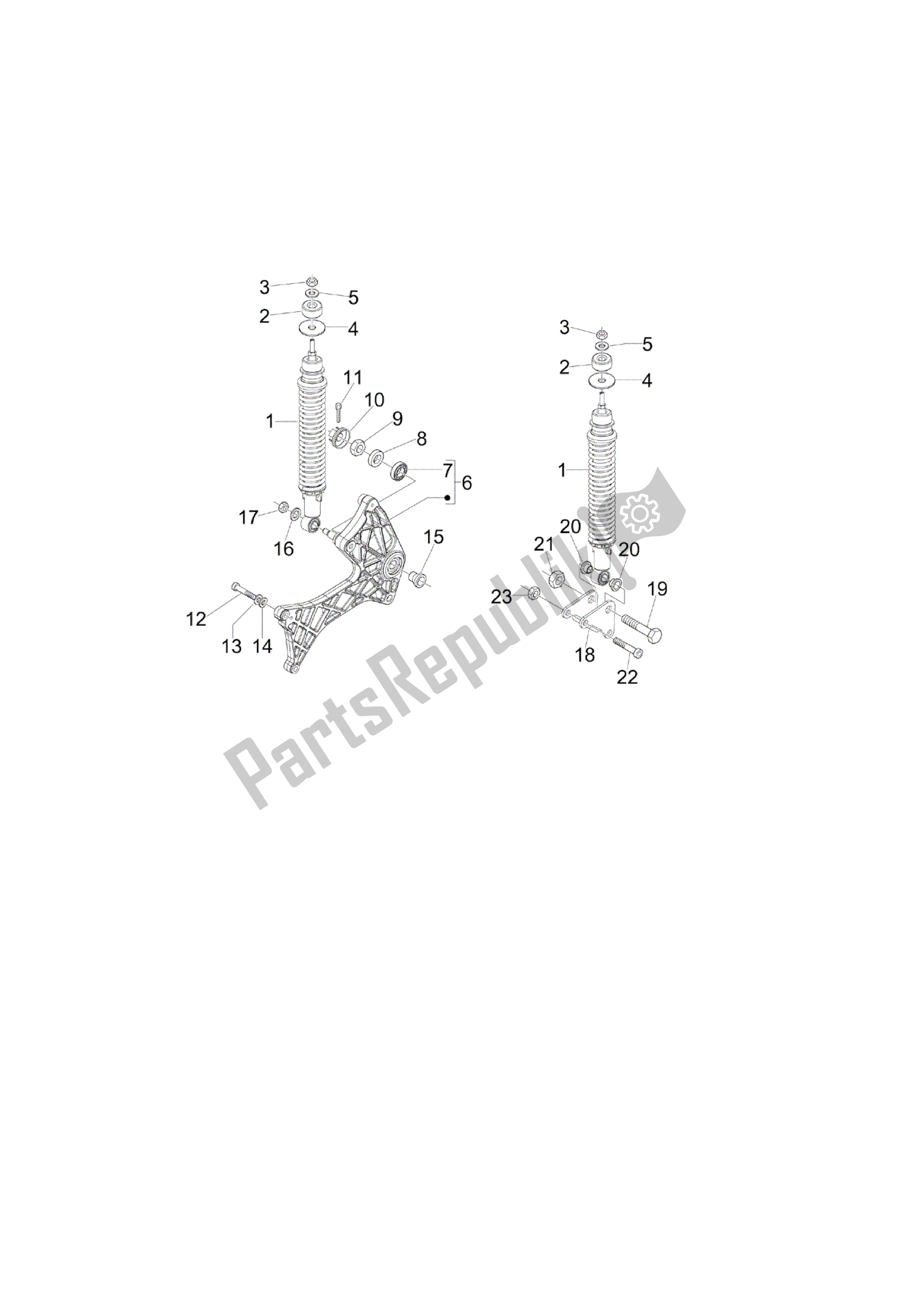 Toutes les pièces pour le Suspensión Trasera - Amortiguador / Es du Vespa GTS 125 2009 - 2015