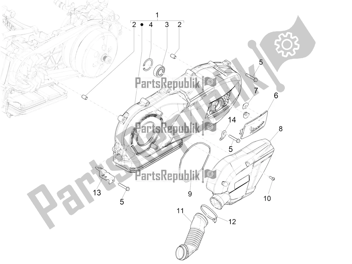 Todas as partes de Tampa Do Cárter - Resfriamento Do Cárter do Vespa GTS 125 ABS 2019