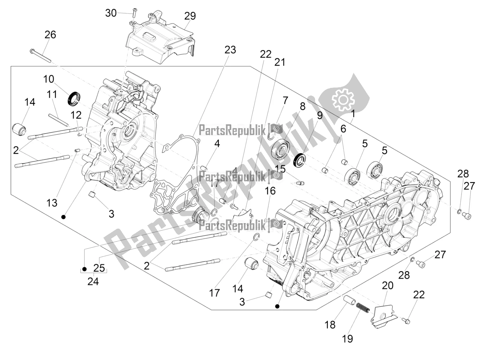 Toutes les pièces pour le Carter du Vespa GTS 125 ABS 2019