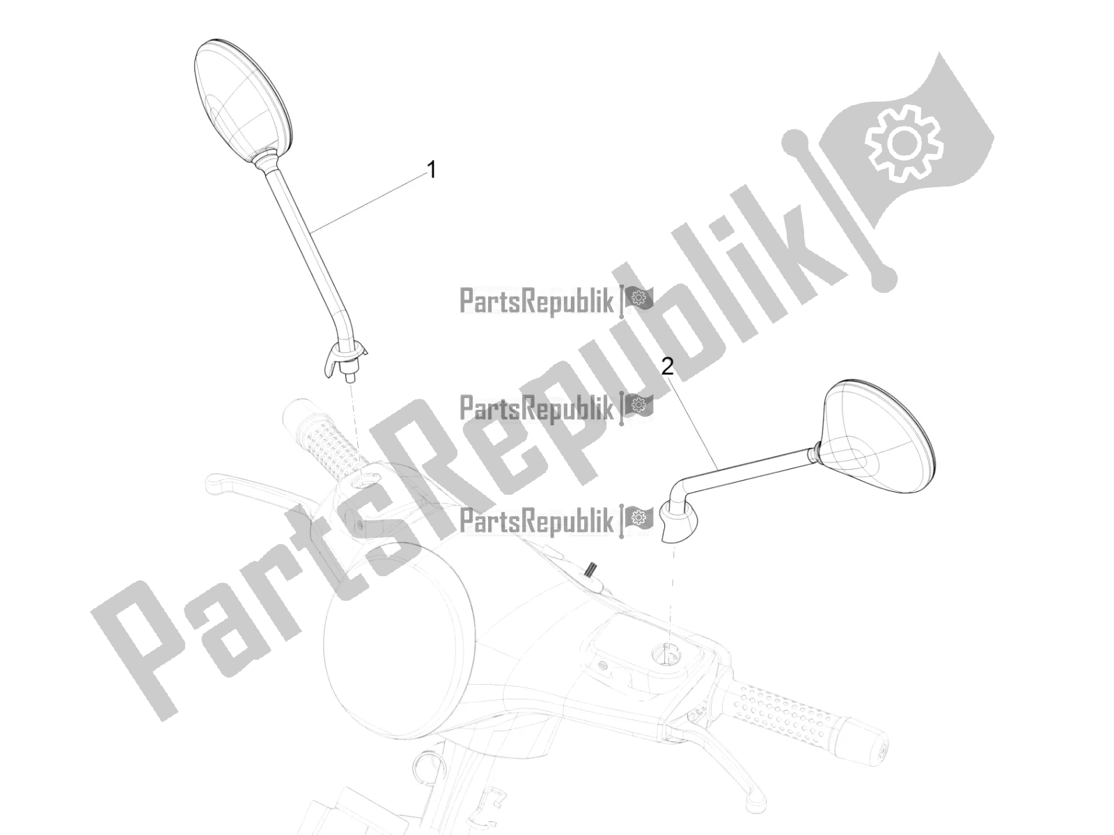 All parts for the Driving Mirror/s of the Vespa GTS 125 ABS 2019