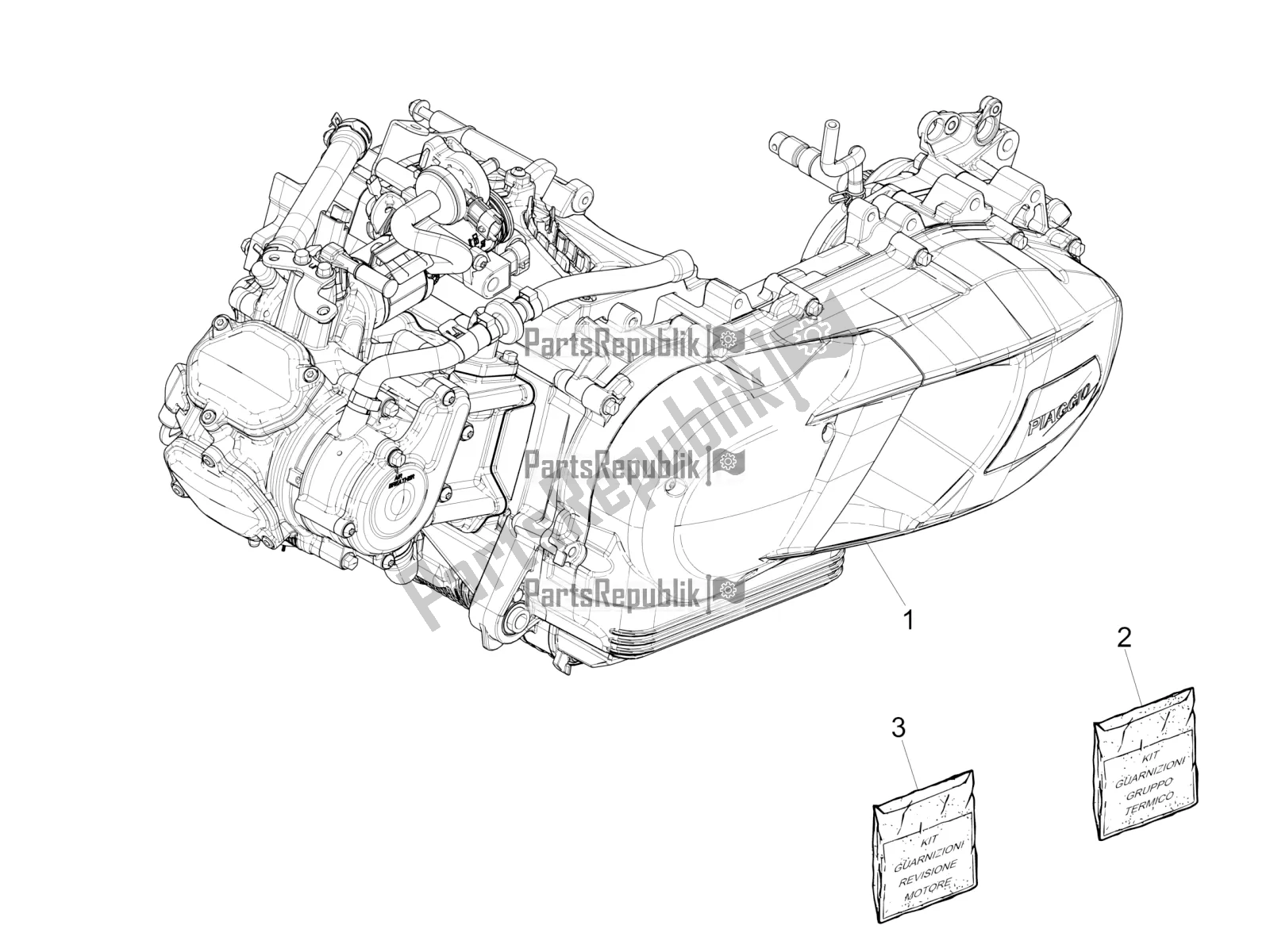 Todas as partes de Montagem De Motor do Vespa GTS 125 ABS 2019