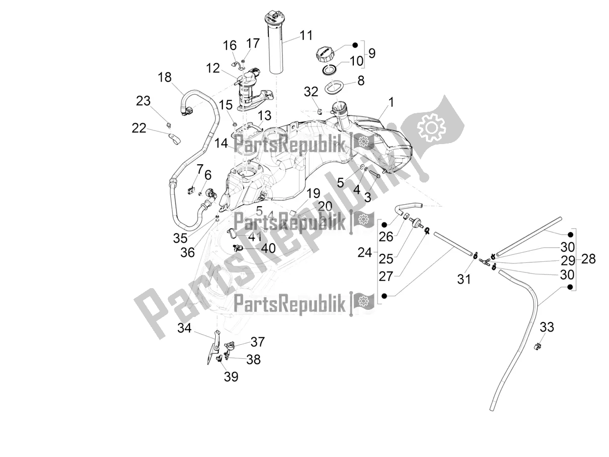 All parts for the Fuel Tank of the Vespa GTS 125 ABS 2019