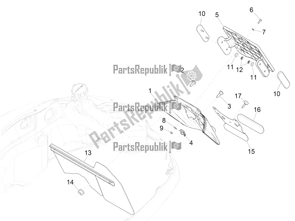 Tutte le parti per il Coperchio Posteriore - Paraspruzzi del Vespa GTS 125 ABS 2019