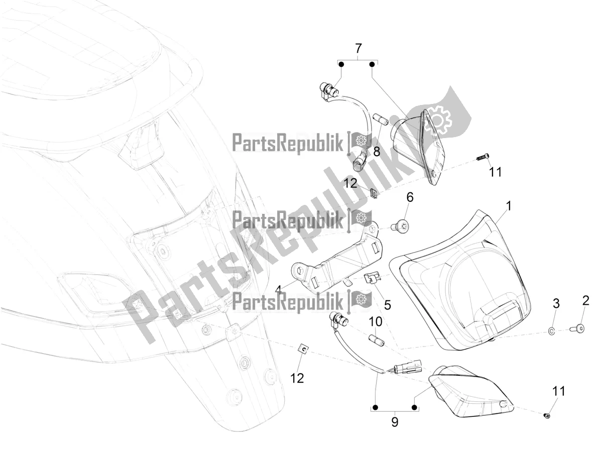 All parts for the Rear Headlamps - Turn Signal Lamps of the Vespa GTS 125 ABS 2019