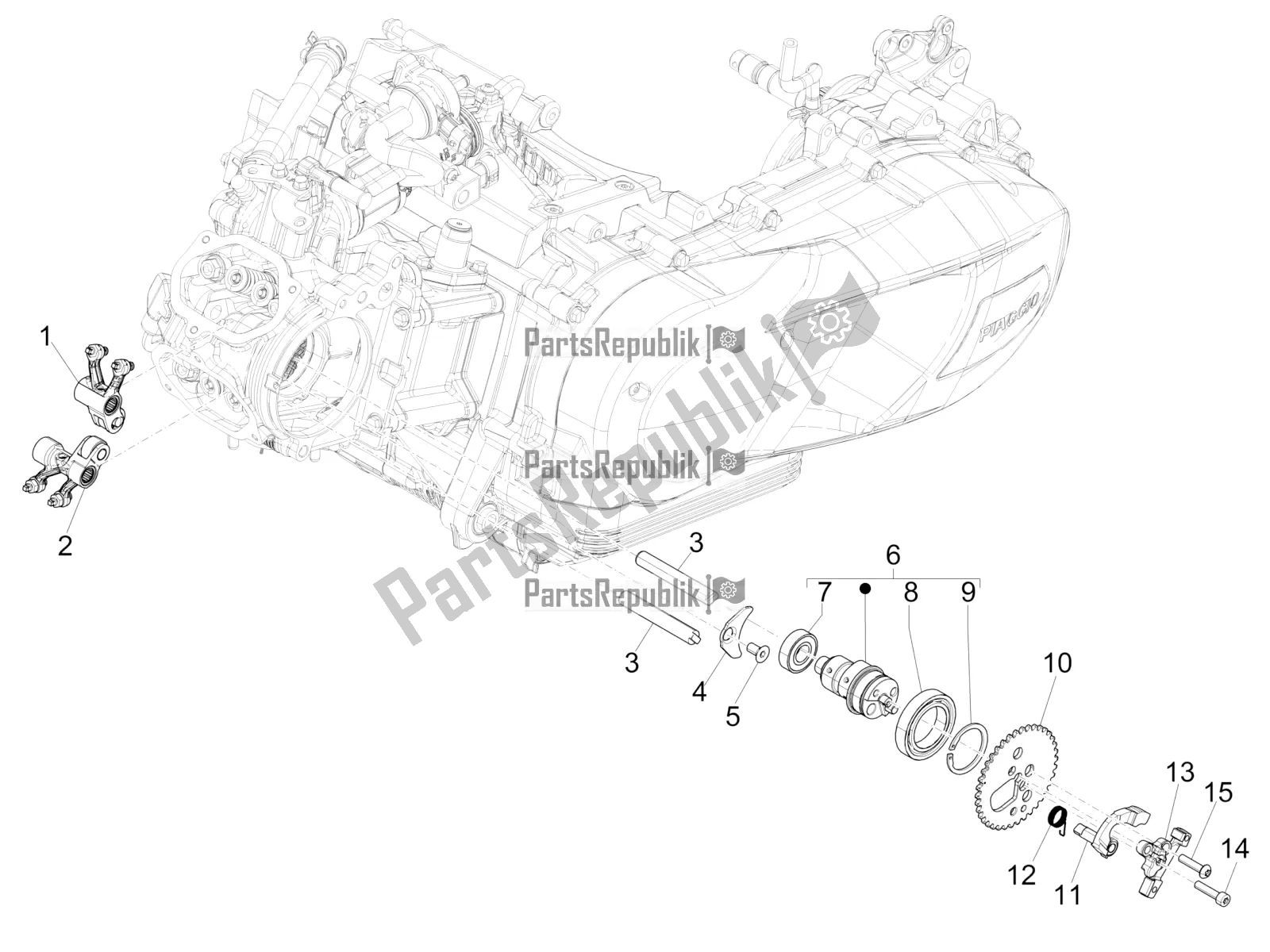 Tutte le parti per il Unità Di Supporto Leve A Dondolo del Vespa GTS 125 ABS 2019