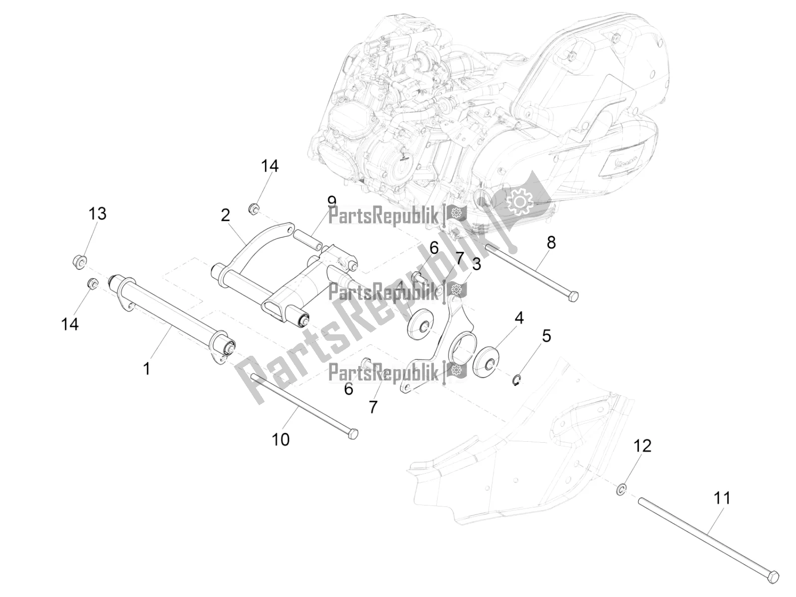 Todas las partes para Brazo Oscilante de Vespa GTS 125 ABS 2019