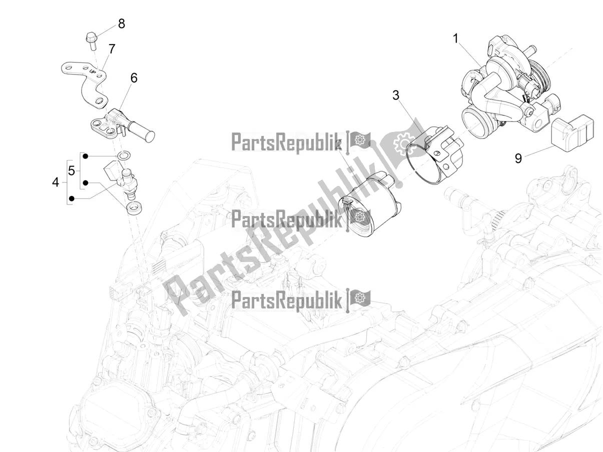 Todas as partes de Throttle Body - Injector - Induction Joint do Vespa GTS 125 ABS 2019