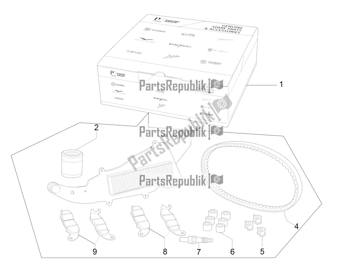 Tutte le parti per il Complete Wear And Maintenance Kit del Vespa GTS 125 ABS 2021