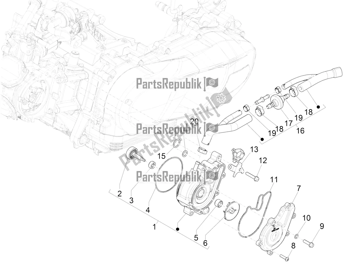 Tutte le parti per il Pompa Di Raffreddamento del Vespa GTS 125 ABS 2021