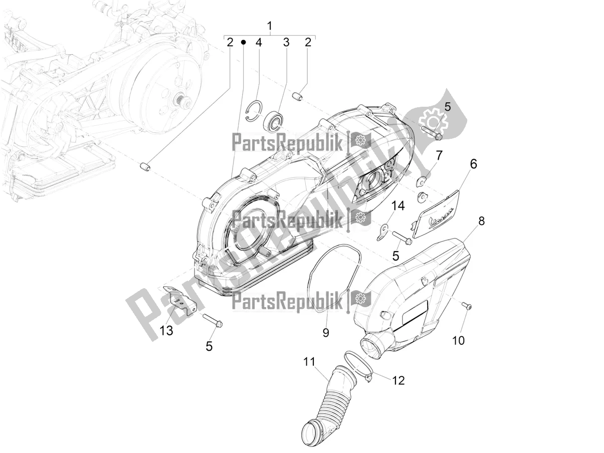 Toutes les pièces pour le Couvercle De Carter - Refroidissement Du Carter du Vespa GTS 125 ABS 2021