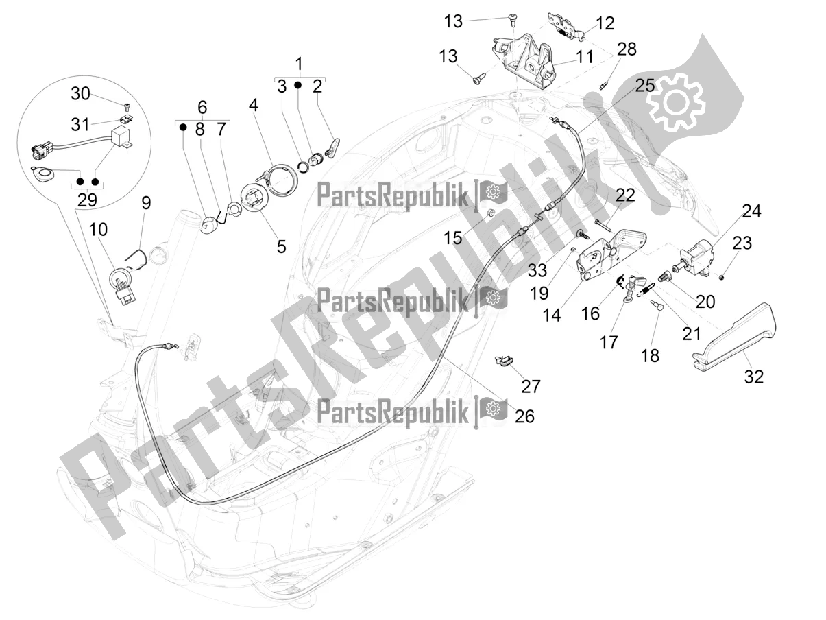 Todas as partes de Fechaduras do Vespa GTS 125 ABS 2021