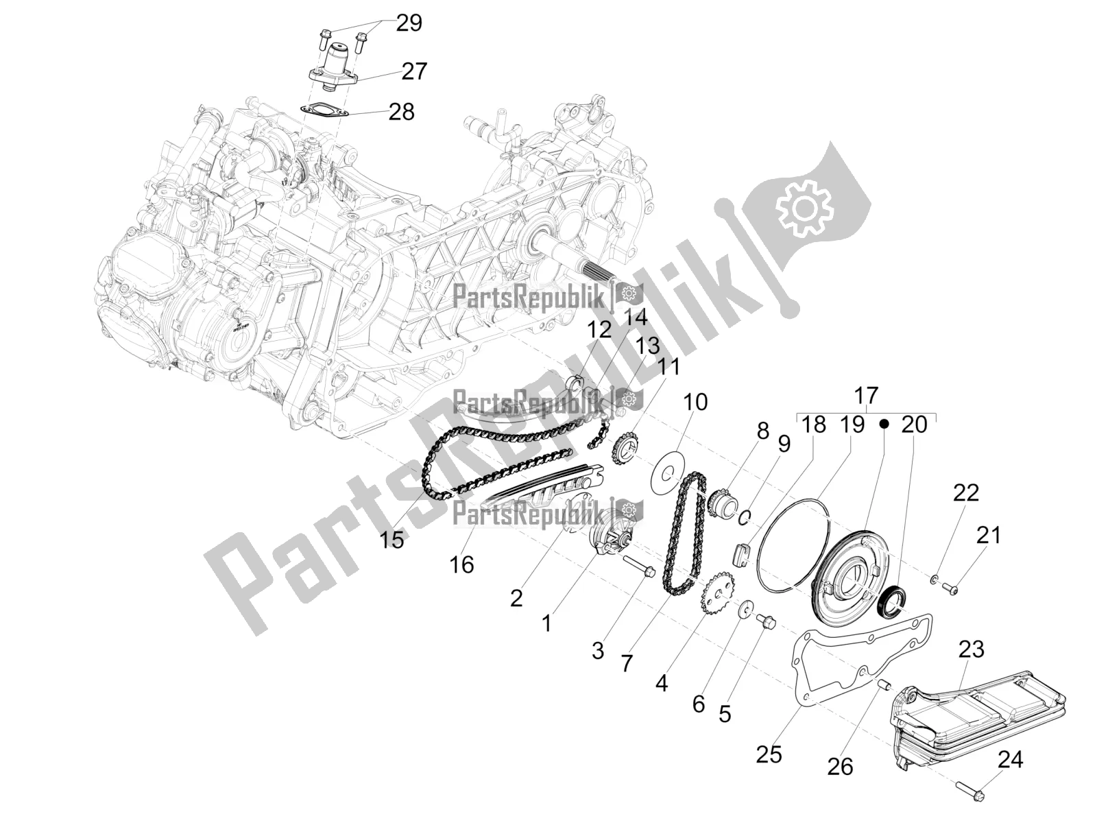 Tutte le parti per il Pompa Dell'olio del Vespa GTS 125 ABS 2021