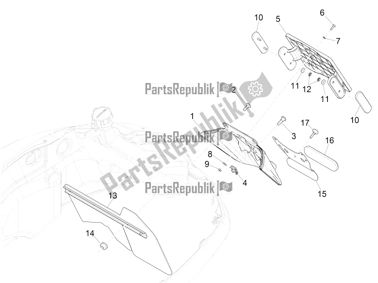 Tutte le parti per il Coperchio Posteriore - Paraspruzzi del Vespa GTS 125 ABS 2021