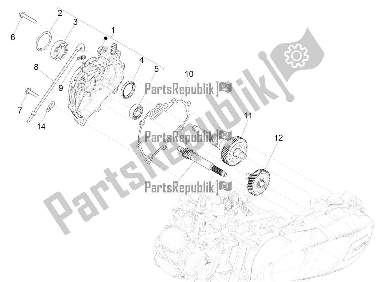 All parts for the Reduction Unit of the Vespa GTS 125 ABS 2021