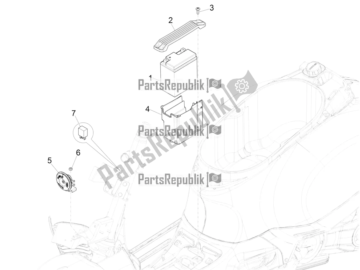 Todas as partes de Interruptores De Controle Remoto - Bateria - Buzina do Vespa GTS 125 ABS 2021