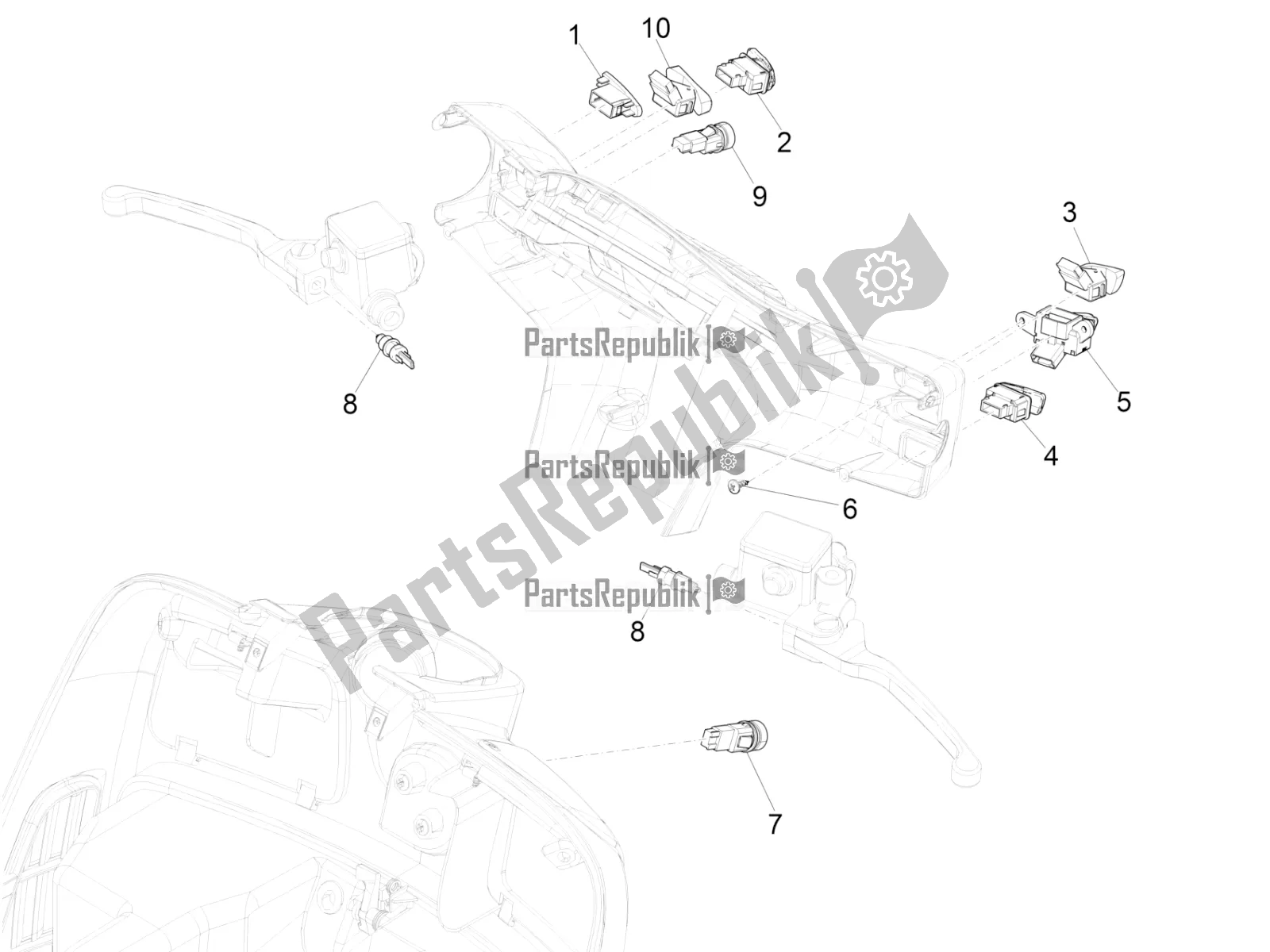 Wszystkie części do Selektory - Prze?? Czniki - Przyciski Vespa GTS 125 ABS 2021