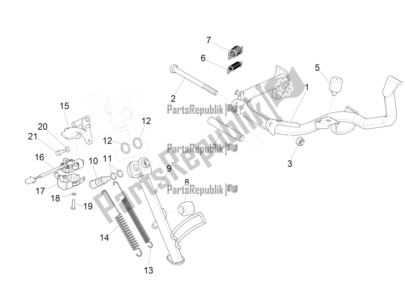 All parts for the Stand/s of the Vespa GTS 125 ABS 2021