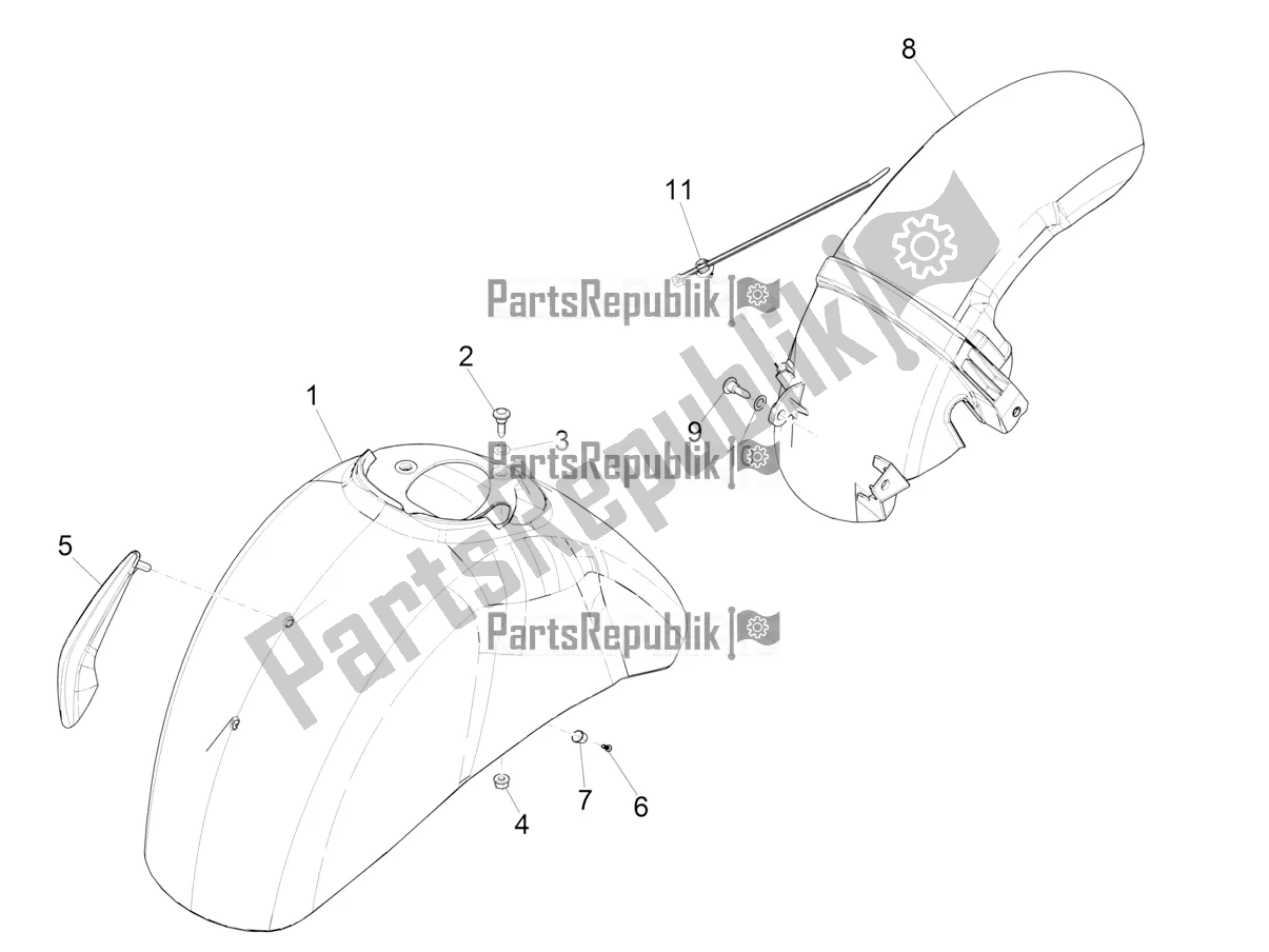 All parts for the Wheel Huosing - Mudguard of the Vespa GTS 125 ABS 2021