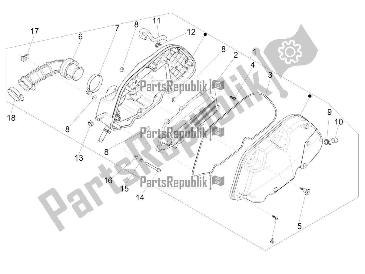 All parts for the Air Filter of the Vespa GTS 125 ABS 2022