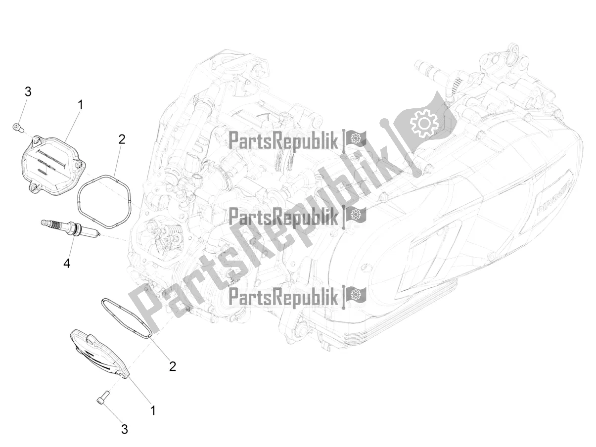 All parts for the Cylinder Head Cover of the Vespa GTS 125 ABS 2022