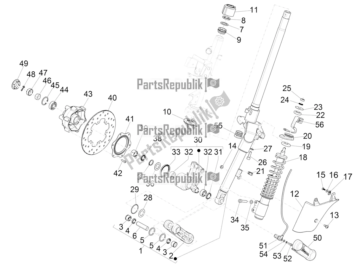 Toutes les pièces pour le Fourche / Tube De Direction - Palier De Direction du Vespa GTS 125 ABS 2022