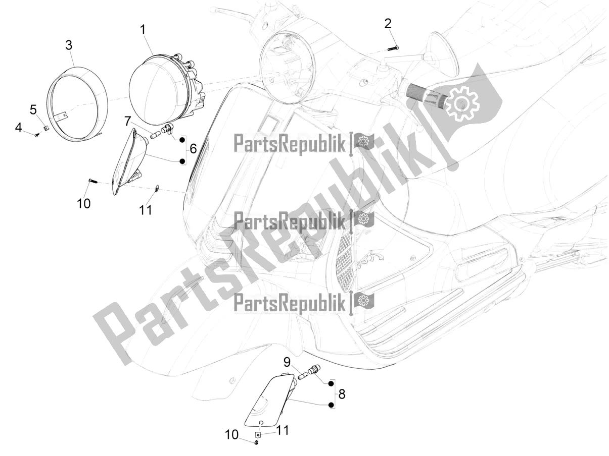 All parts for the Front Headlamps - Turn Signal Lamps of the Vespa GTS 125 ABS 2022