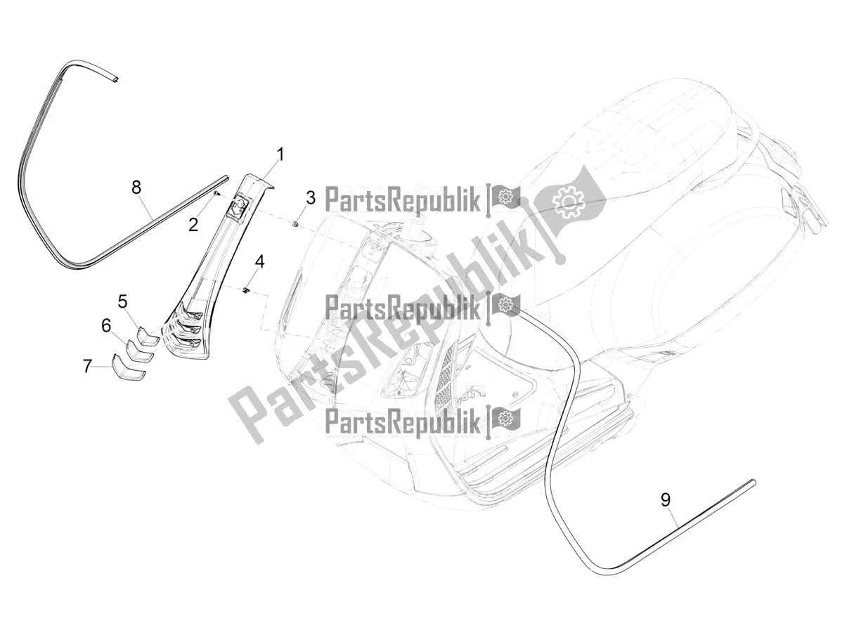 Todas as partes de Escudo Frontal do Vespa GTS 125 ABS 2022