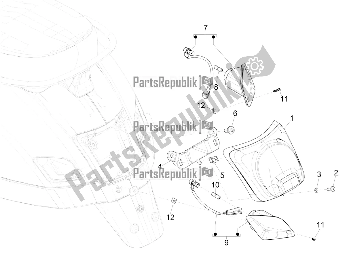 Todas las partes para Faros Traseros - Luces Intermitentes de Vespa GTS 125 ABS 2022