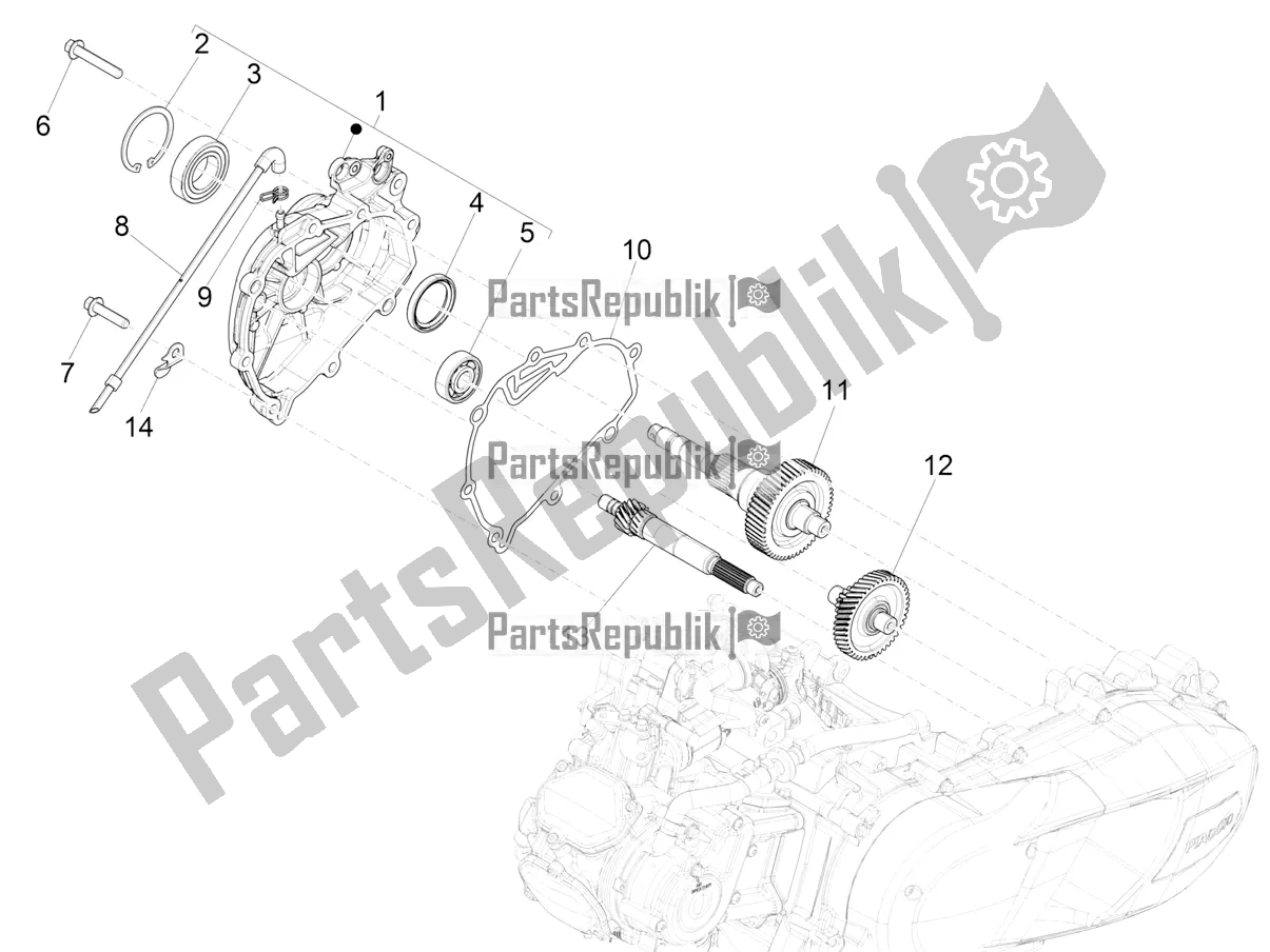 All parts for the Reduction Unit of the Vespa GTS 125 ABS 2022