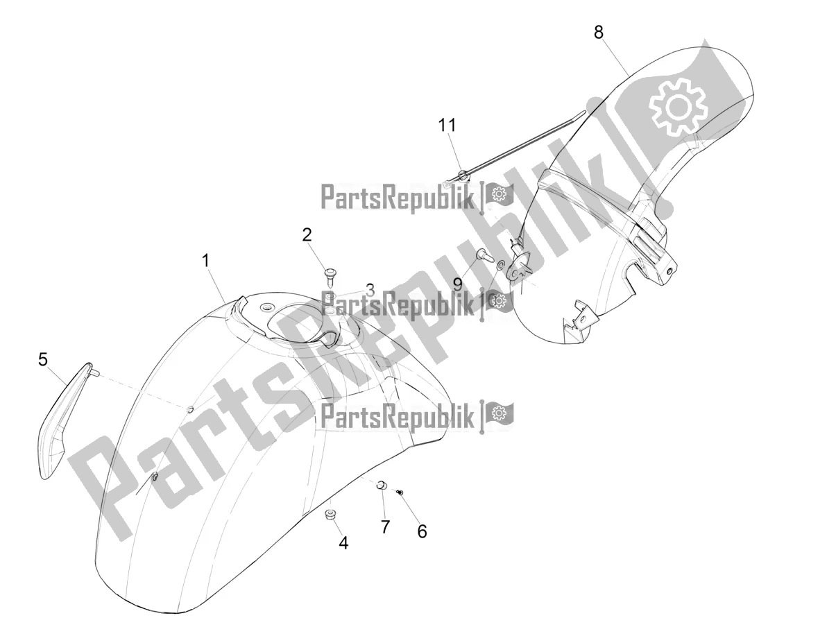 All parts for the Wheel Huosing - Mudguard of the Vespa GTS 125 ABS 2022