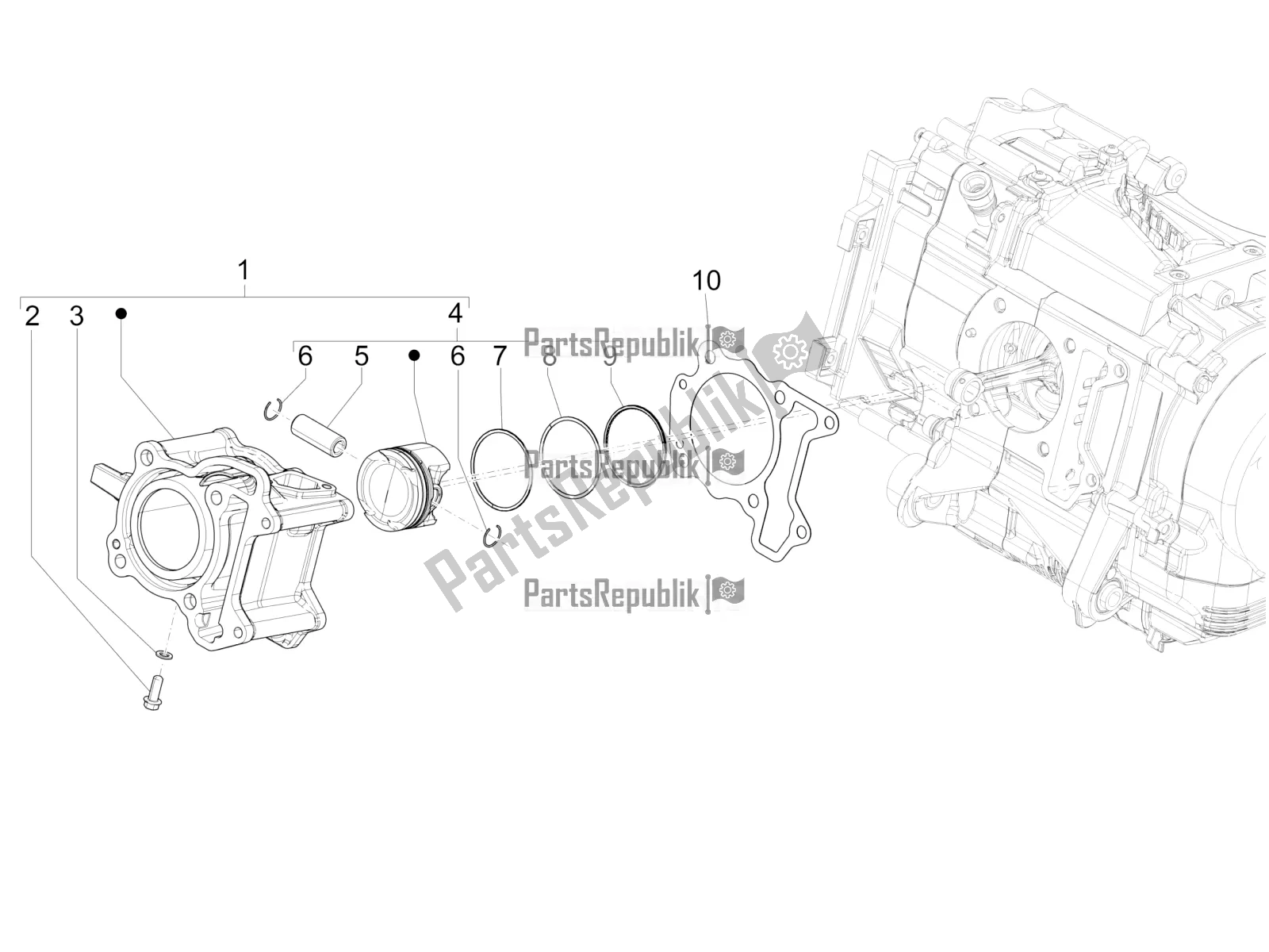 Todas las partes para Unidad De Pasador Cilindro-pistón-muñeca de Vespa GTS 125 /GTS Super 0 2016