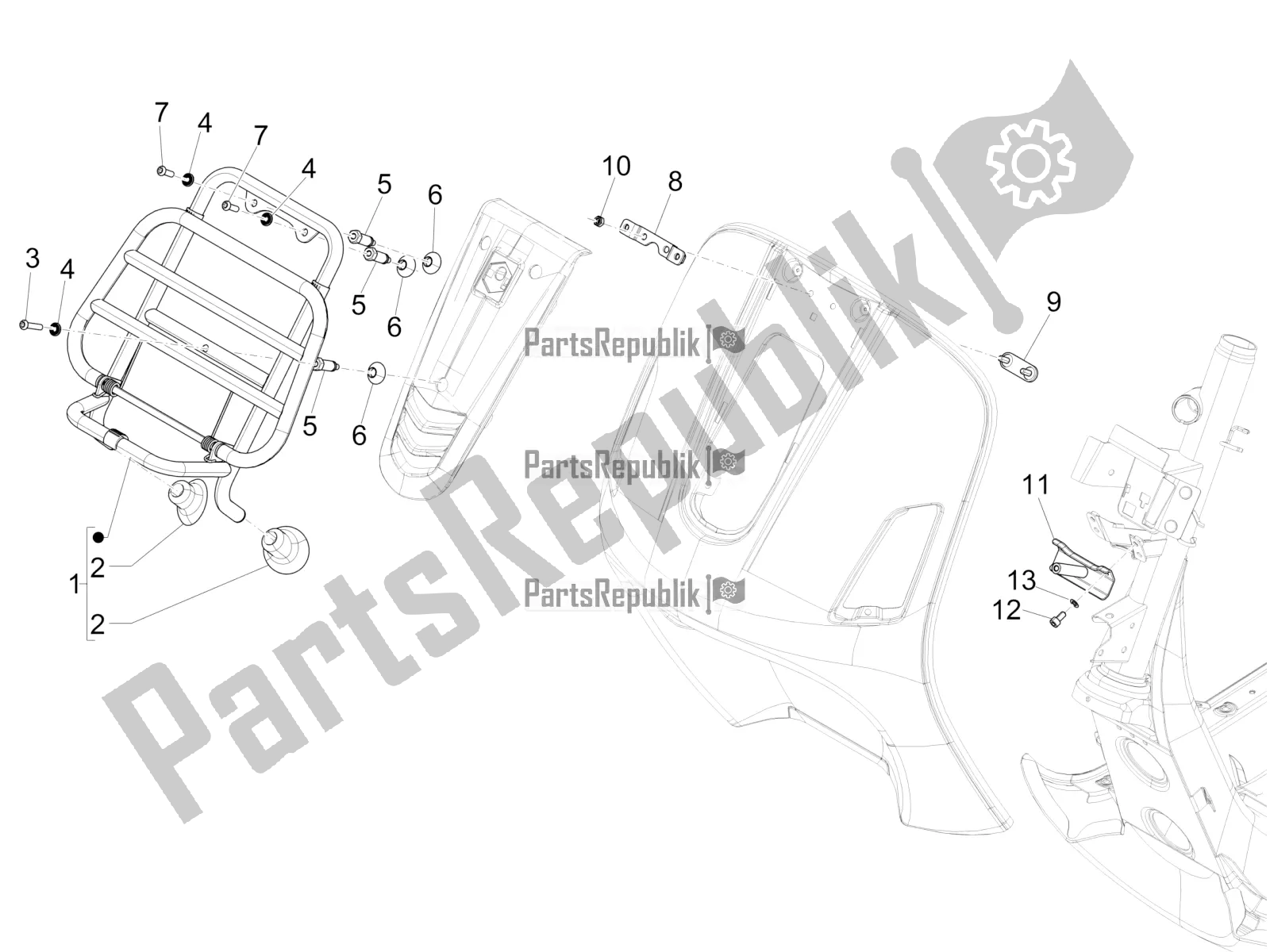 Todas las partes para Portaequipajes Delantero de Vespa GTS 125 /GTS Super 0 2016