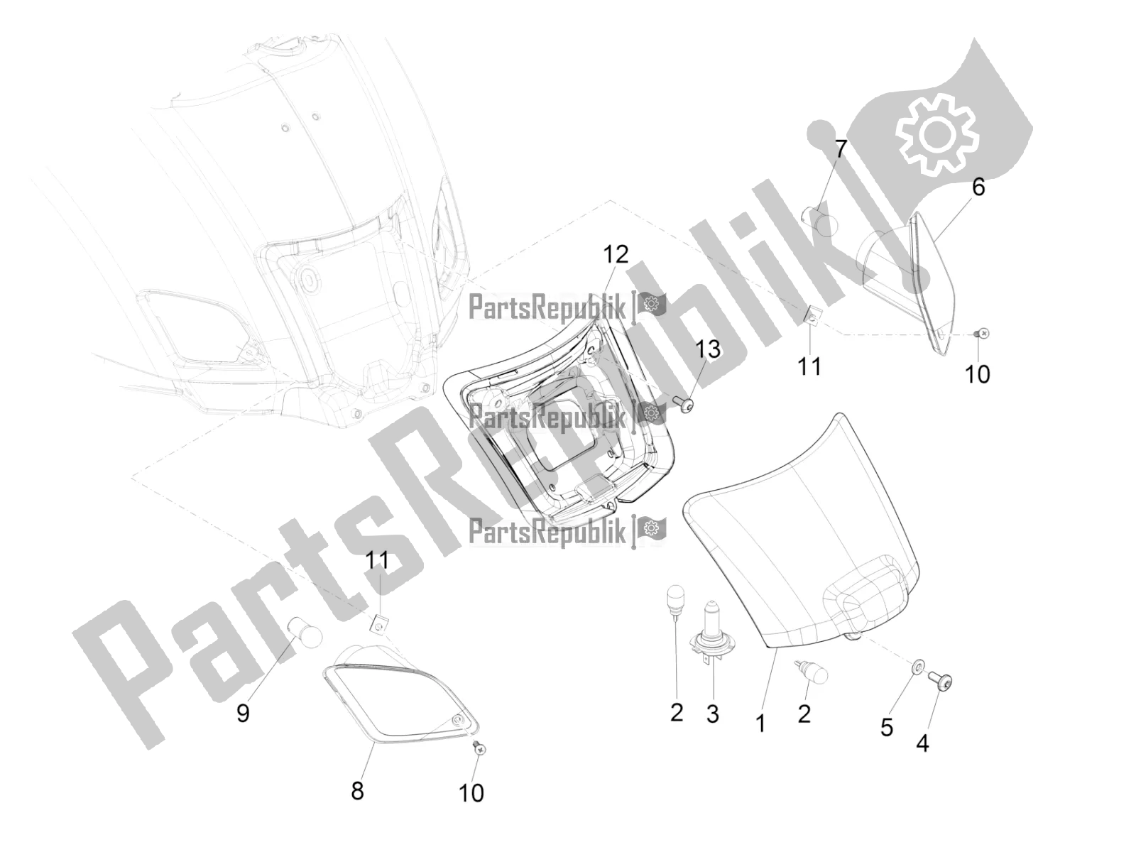 Todas las partes para Faros Traseros - Luces Intermitentes de Vespa GTS 125 /GTS Super 0 2016