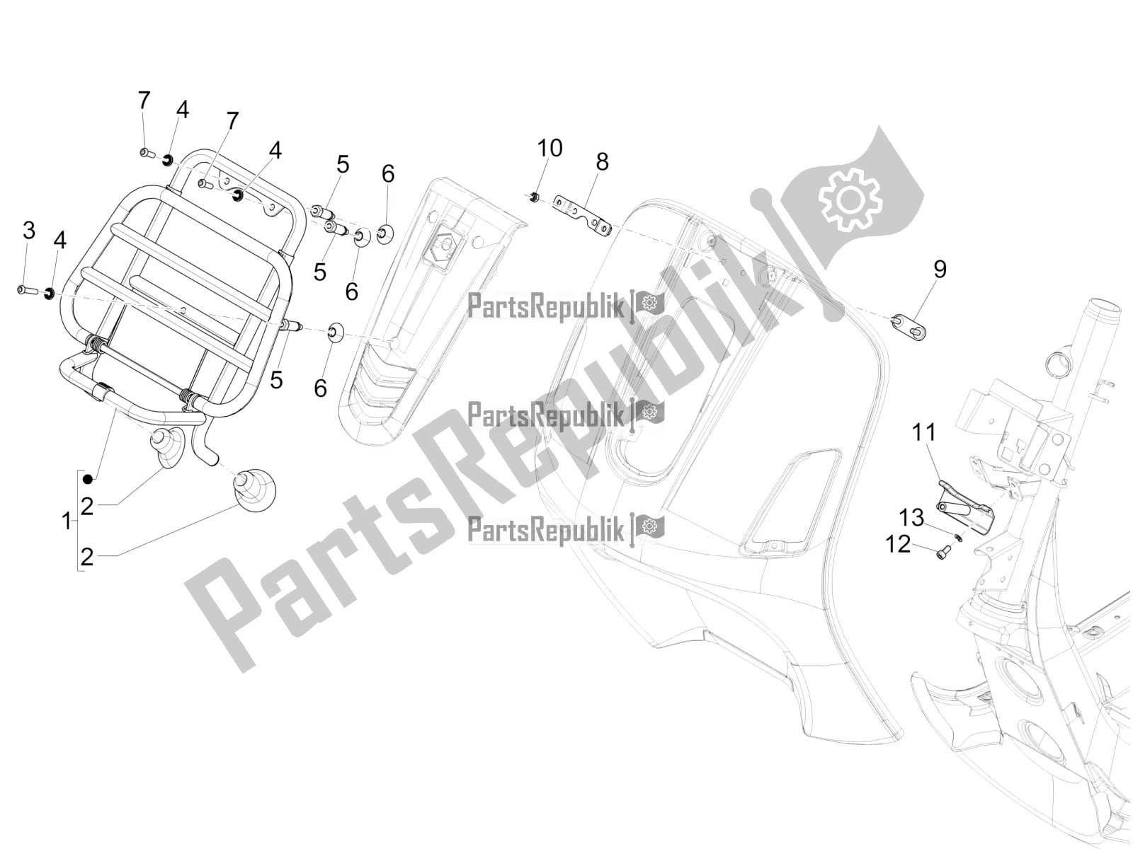 Toutes les pièces pour le Porte-bagages Avant du Vespa GTS 125 /GTS Super 0 2017