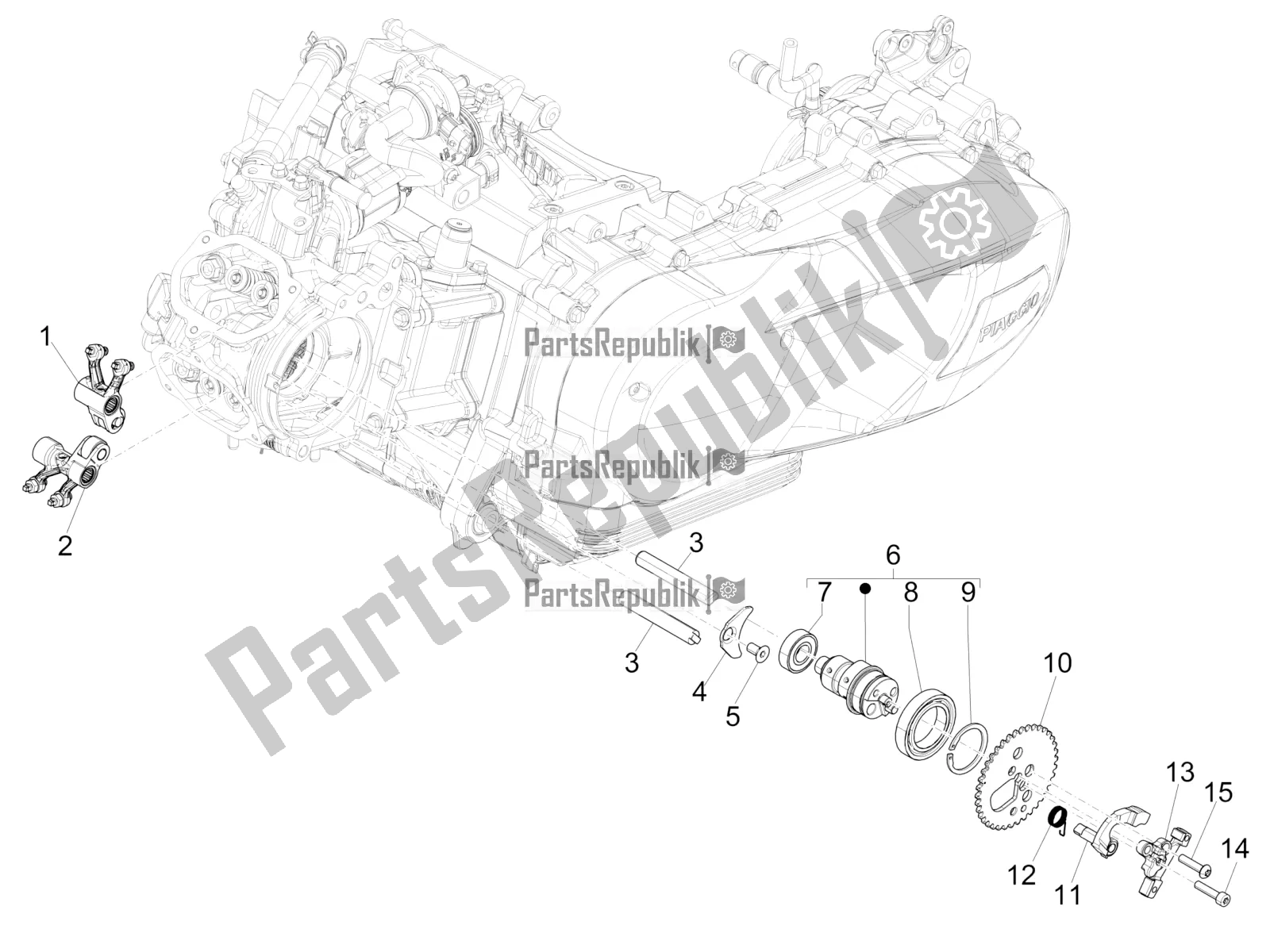 Todas las partes para Unidad De Soporte De Palancas Oscilantes de Vespa GTS 125 /GTS Super 0 2017