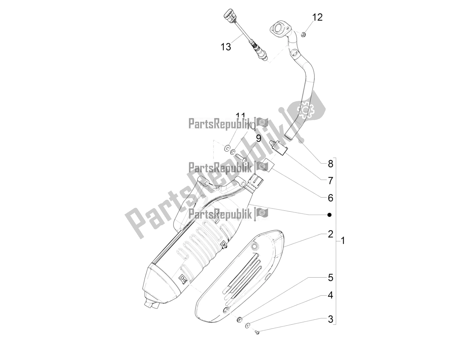 Toutes les pièces pour le Silencieux du Vespa GTS 125 /GTS Super 0 2017