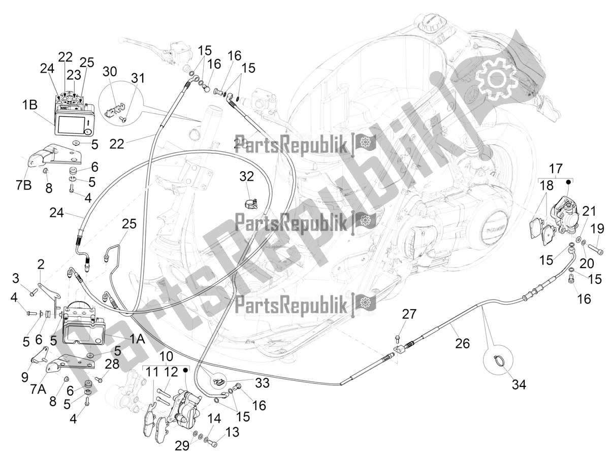 Wszystkie części do Przewody Hamulcowe - Zaciski (abs) Vespa GTS 125 /GTS Super 0 2018