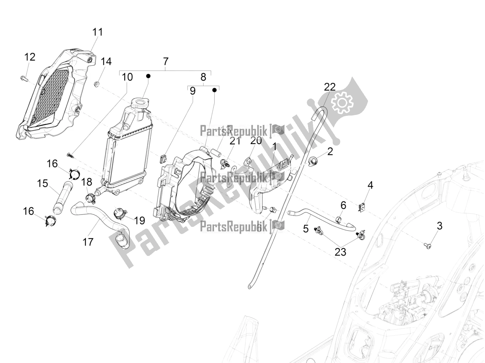 Toutes les pièces pour le Système De Refroidissement du Vespa GTS 125 /GTS Super 0 2018