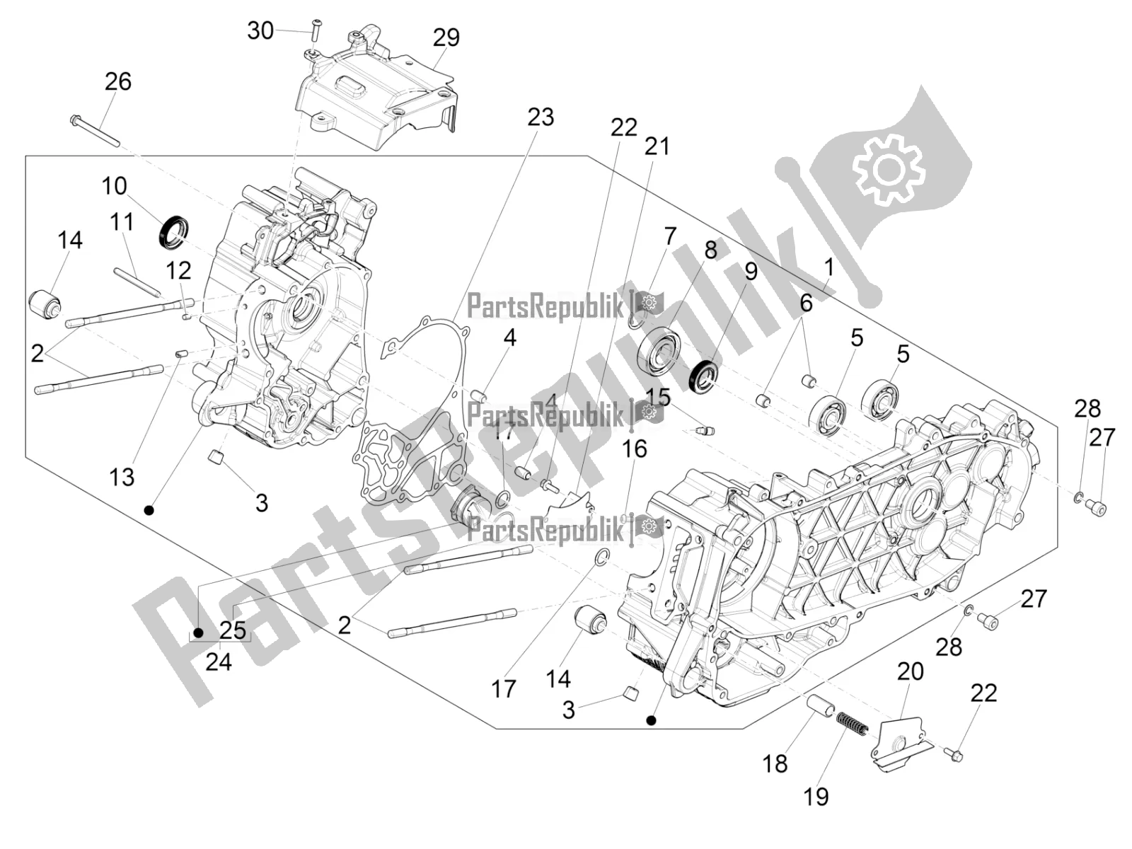 Tutte le parti per il Carter del Vespa GTS 125 /GTS Super 0 2018