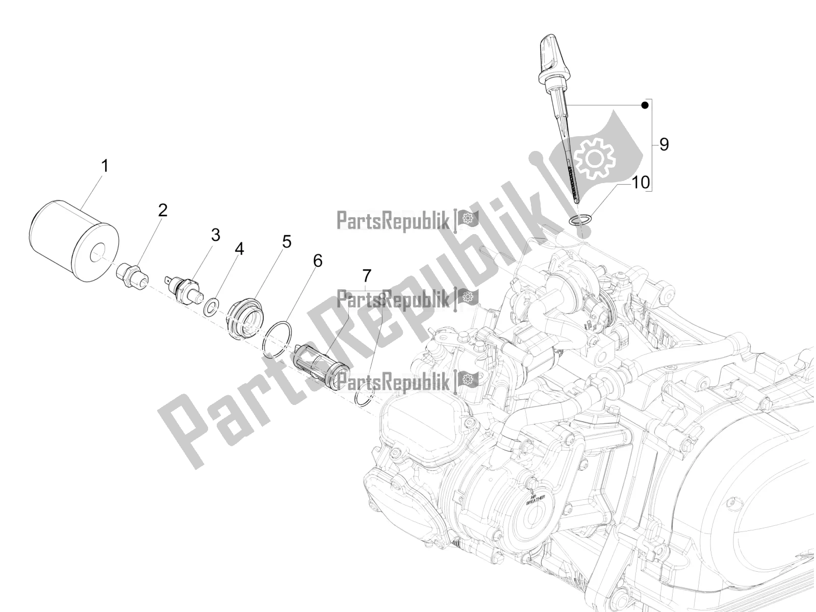 Toutes les pièces pour le Couvercle Magnéto Volant - Filtre à Huile du Vespa GTS 125 /GTS Super 0 2018