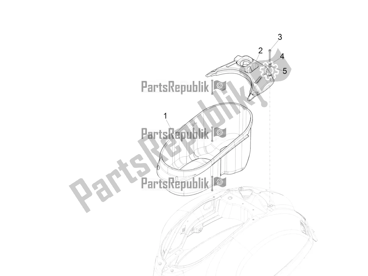 All parts for the Helmet Huosing - Undersaddle of the Vespa GTS 125 /GTS Super 0 2018